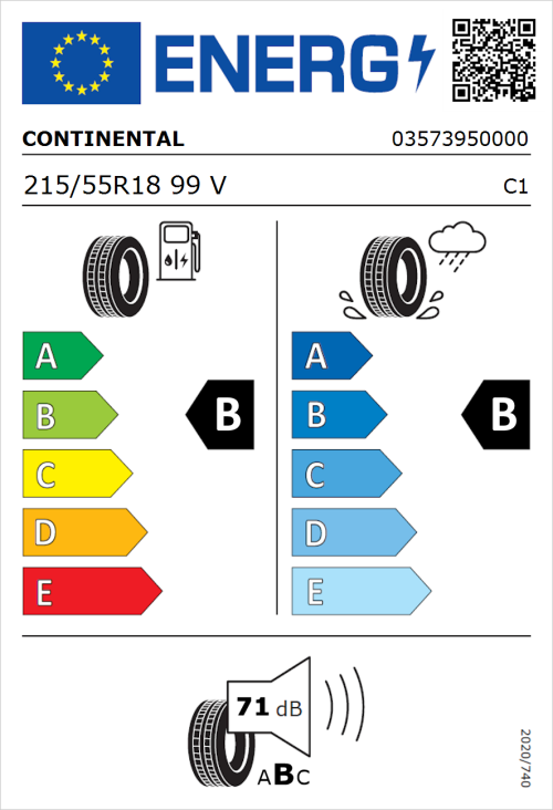Tyre Label for Continental ContiEcoContact 5 215/55R18 99V